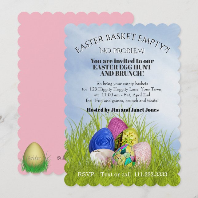 Easter Egg Hunt and Brunch Floral Photography Invitation (Front/Back)