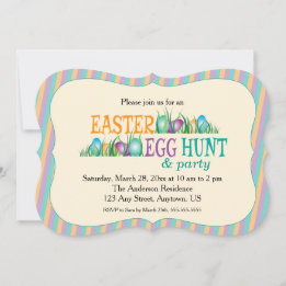 Easter Egg Hunt and Party, Colourful Eggs Invitation