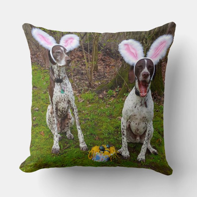 Easter Egg Hunt and Party Dogs Square Throw Pillow (Front)