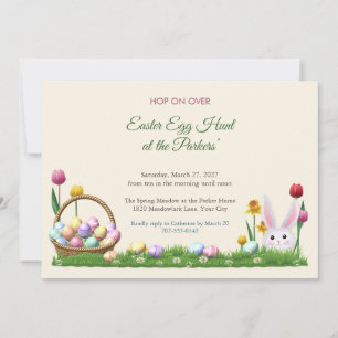 Easter Egg Hunt Basket and Bunny Invitation