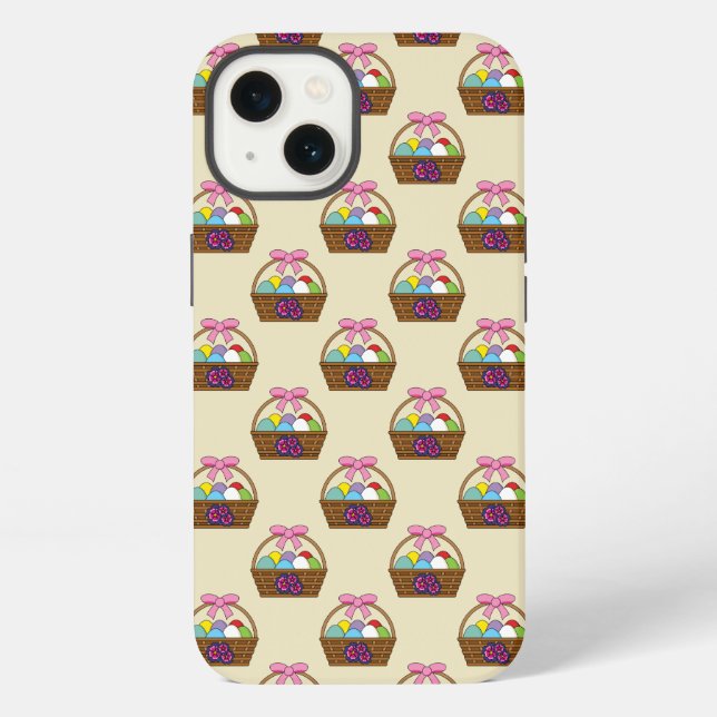 Easter Egg Hunt Basket w Pastel Eggs Pattern iPhone Case (Back)