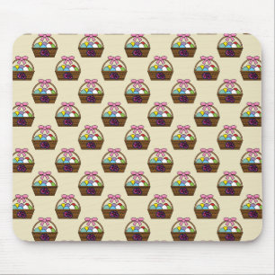 Easter Egg Hunt Basket w Pastel Eggs Pattern Mouse Pad