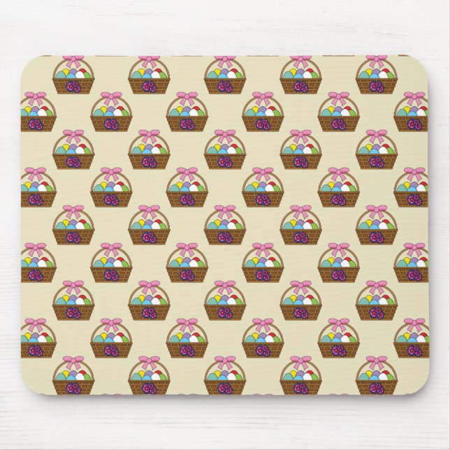 Easter Egg Hunt Basket w Pastel Eggs Pattern Mouse Pad (Front)