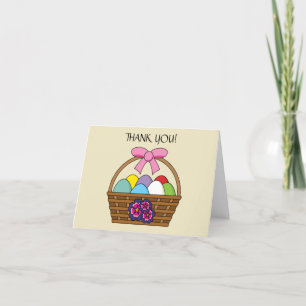 Easter Egg Hunt Basket w Pastel Eggs   Personalise Thank You Card