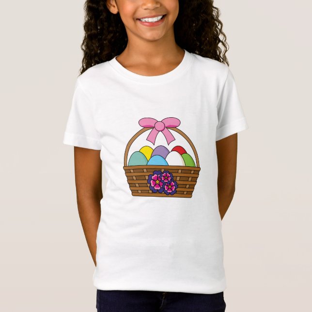 Easter Egg Hunt Basket with Pastel Eggs T-Shirt (Front)