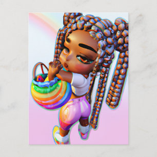 Easter Egg Hunt Black Girl Magic Melanin Girls Holiday Postcard