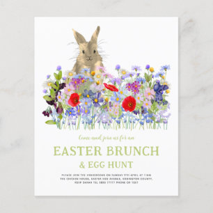 Easter Egg Hunt Brunch Cute Bunny Floral Budget Flyer