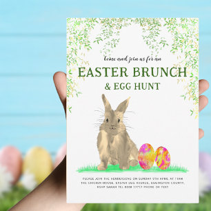 Easter Egg Hunt Brunch Cute Bunny Watercolor Invitation
