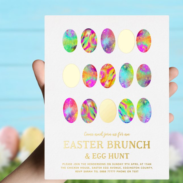 Easter Egg Hunt Brunch Elegant Modern Gold (Minimalist Easter brunch and egg hunt gold foil invitation)