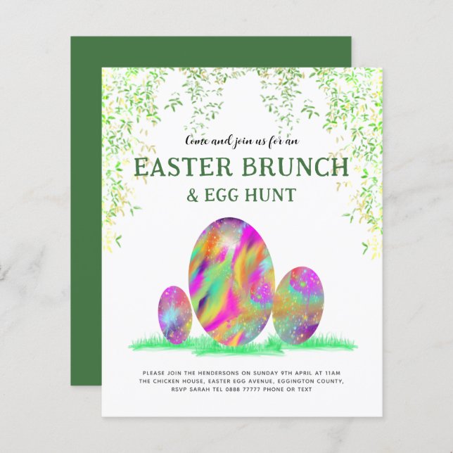 Easter Egg Hunt Brunch Watercolor modern budget (Front/Back)