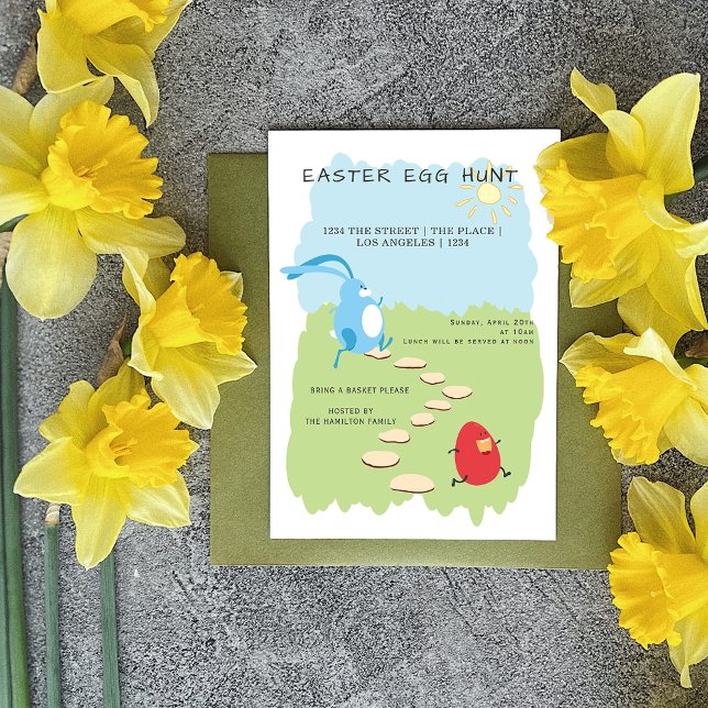 Easter Egg Hunt Bunny and Egg Personalised Invitation (Creator Uploaded)