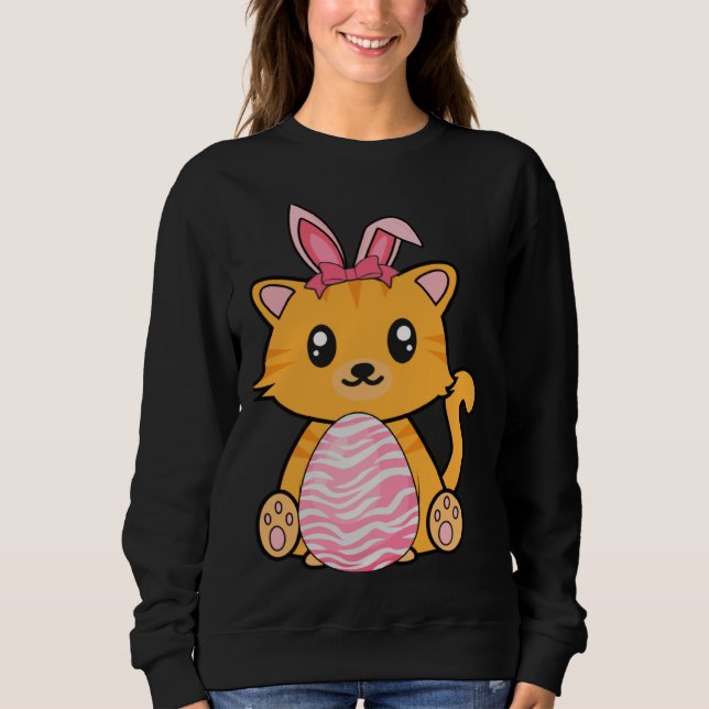 Easter Egg Hunt Bunny Ear Cat Easter Day 2023 Sweatshirt (Front)