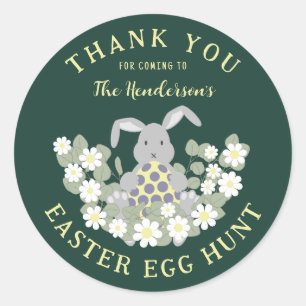 Easter Egg Hunt Bunny Floral Classic Round Sticker