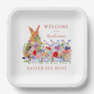 Easter Egg Hunt Bunny Floral Paper Plate