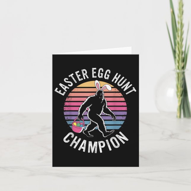 Easter Egg Hunt Champion Funny Bigfoot Bunny Eggs  Card (Front)
