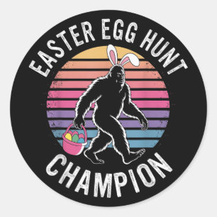 Easter Egg Hunt Champion Funny Bigfoot Bunny Eggs  Classic Round Sticker