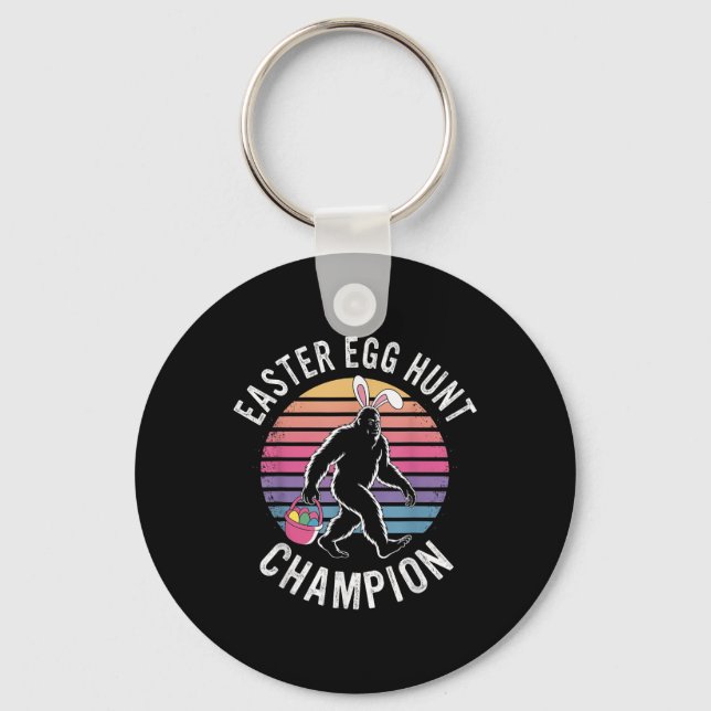 Easter Egg Hunt Champion Funny Bigfoot Bunny Eggs  Key Ring (Front)