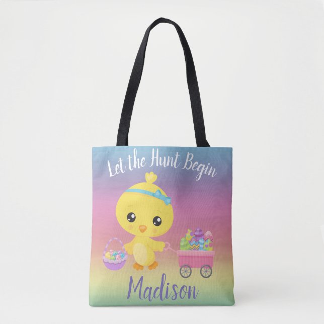 Easter Egg Hunt Chick Child's Personalised Tote Bag (Front)