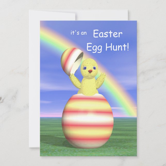 Easter Egg Hunt Chicken Pop-up Invitation (Front)
