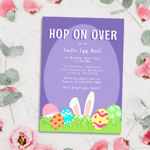 Easter Egg Hunt Colourful Modern Cute Bunny Rabbit Invitation