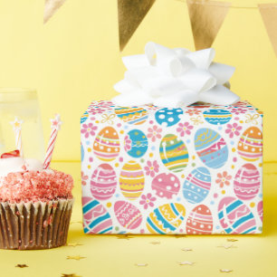 Easter Egg Hunt Colourful Retro Style Pattern Wrapping Paper