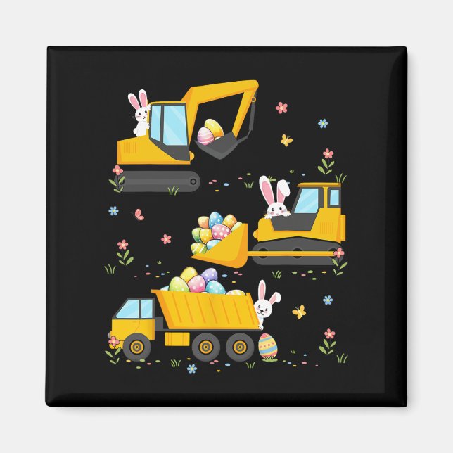 Easter Egg Hunt Construction Trucks Toddler Boys  Magnet (Front)