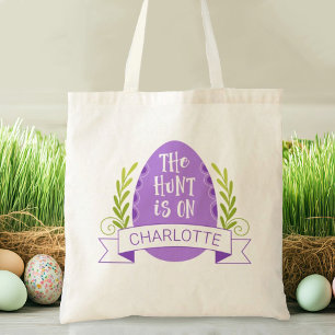 Easter Egg Hunt Cute Purple Tote Bag