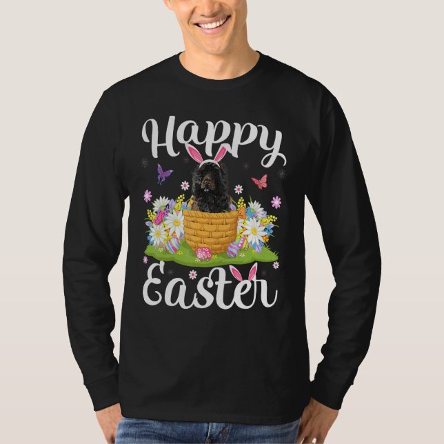 Easter Egg Hunt Floral Portuguese Water Dog Easter T-Shirt (Front)
