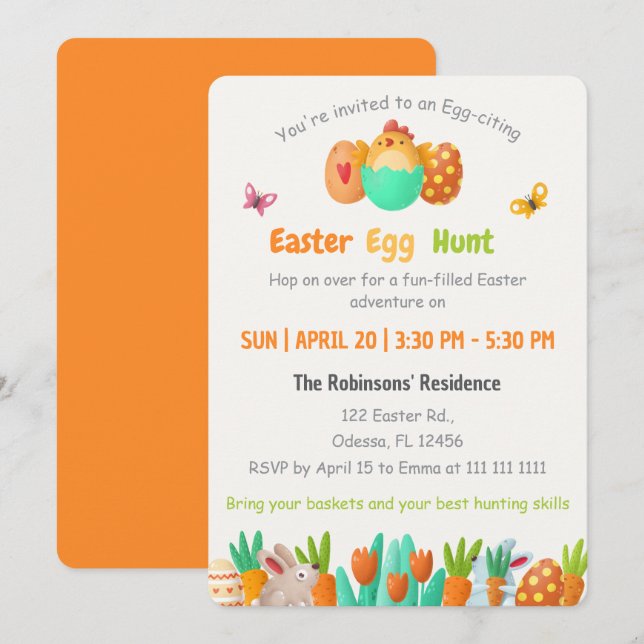 Easter Egg Hunt  Invitation (Front/Back)