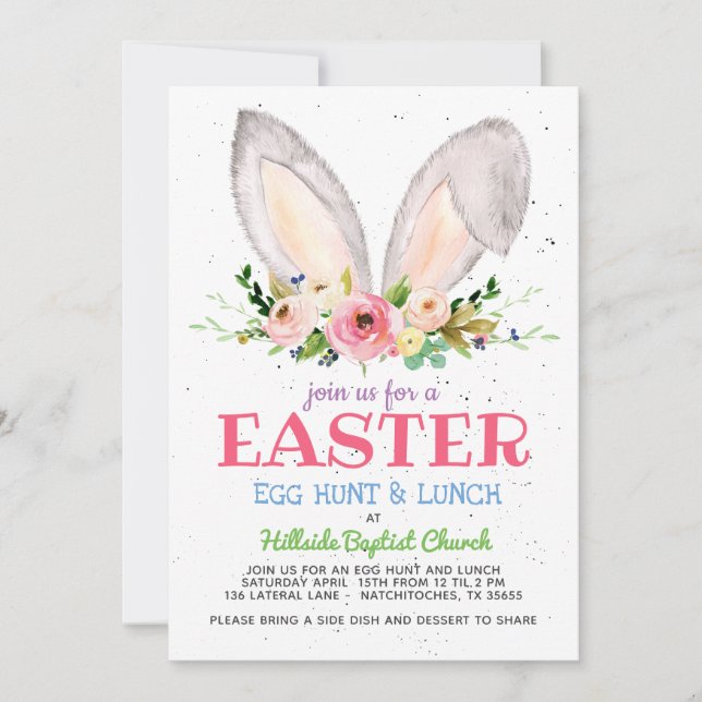 Easter Egg hunt invitation,  Church easter egg Invitation (Front)
