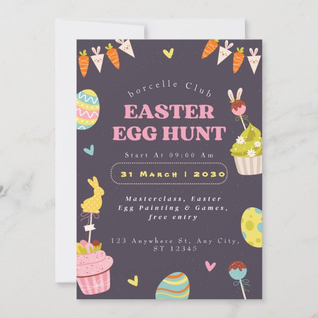 Easter Egg Hunt Invitation, Easter Bunny Invit Invitation (Front)