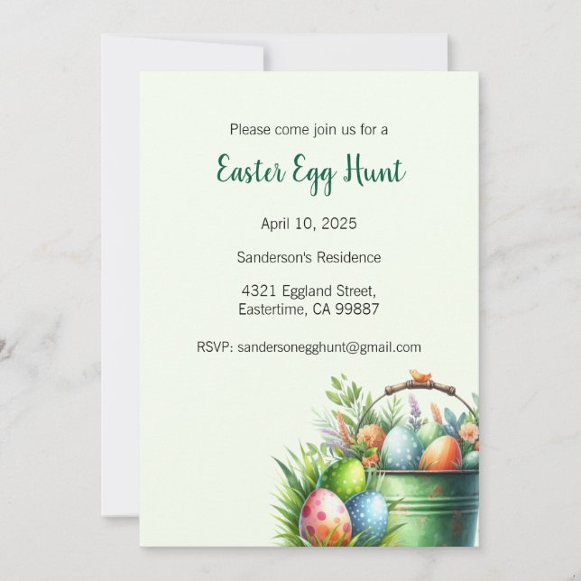 Easter Egg Hunt Invitation, Easter Party  Invitation (Front)