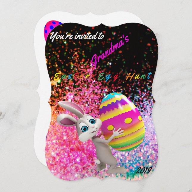 Easter Egg Hunt Invitation - Personalise Name/Year (Front/Back)