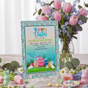 Easter Egg Hunt, Kids Easter Celebration Party Invitation