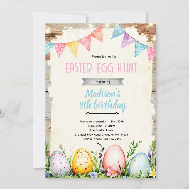 Easter egg Hunt party Invitation (Front)