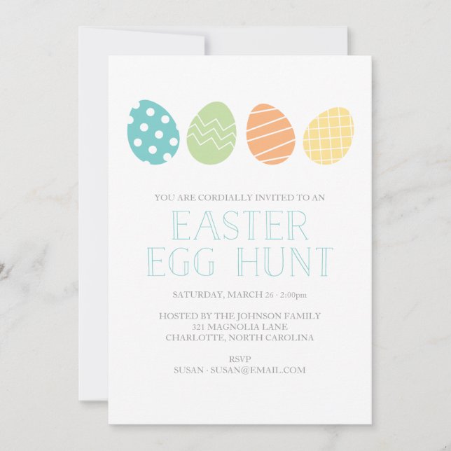 Easter Egg Hunt Party Invitation Blue (Front)