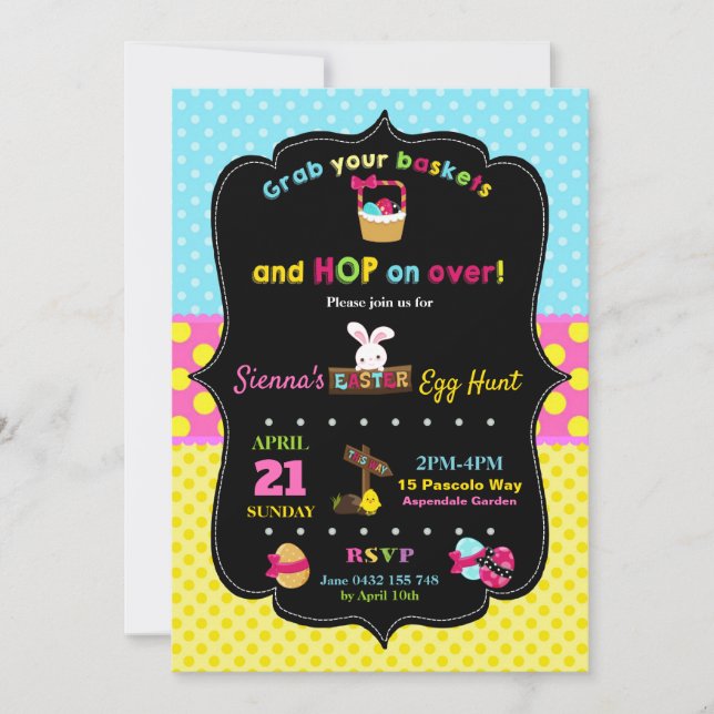 Easter Egg Hunt Party Invitation Girls (Front)