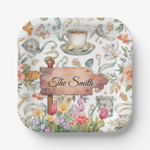 Easter Egg Hunt Party with Family Name Paper Plate