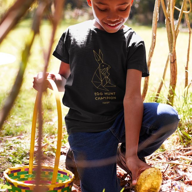 Easter Egg Hunt Personalised Black Bunny T-Shirt (Creator Uploaded)