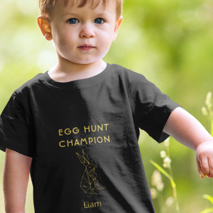 Easter Egg Hunt Personalized Cute Black Bunny Baby T-Shirt