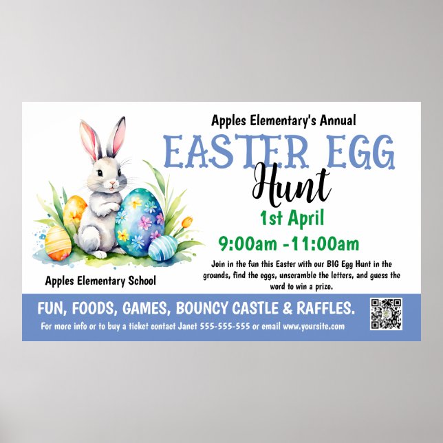 EASTER EGG HUNT PTO PTA Church Banner Poster (Front)