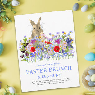 Easter Egg Hunt Spring Brunch Bunny Wildflowers  Invitation Postcard