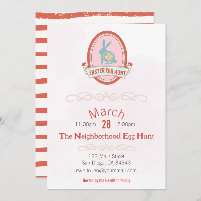 Easter Egg Hunt Spring Party Invitation (Front/Back)
