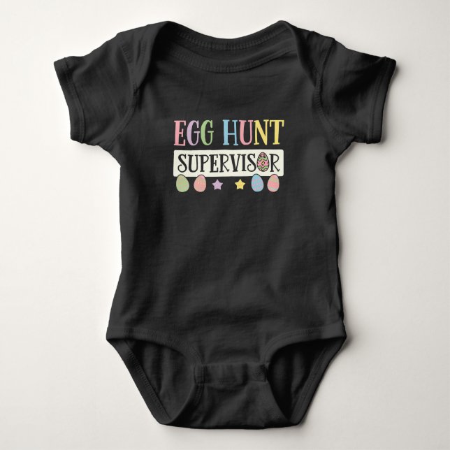 Easter Egg Hunt Supervisor Funny Family Easter Baby Bodysuit (Front)
