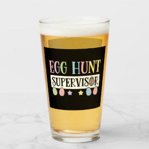 Easter Egg Hunt Supervisor Funny Family Easter Glass