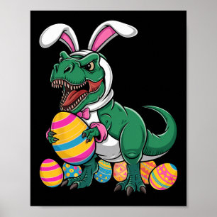 Easter Egg Hunt T Rex Dinosaur Bunny Happy Eastraw Poster
