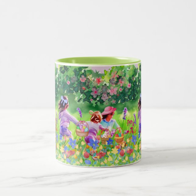 Easter Egg Hunt Two-Tone Coffee Mug (Center)