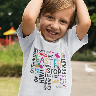 Easter Egg Hunt Word Cloud with Kid Name T-Shirt