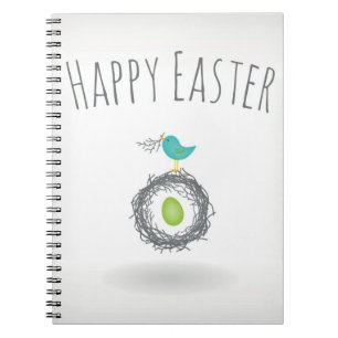 Easter Egg in Bird Nest Greeting Card Notebook