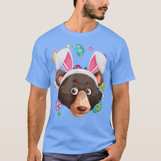 Easter Egg Lover Bunny Ear Grizzly Bear Face Easte T-Shirt